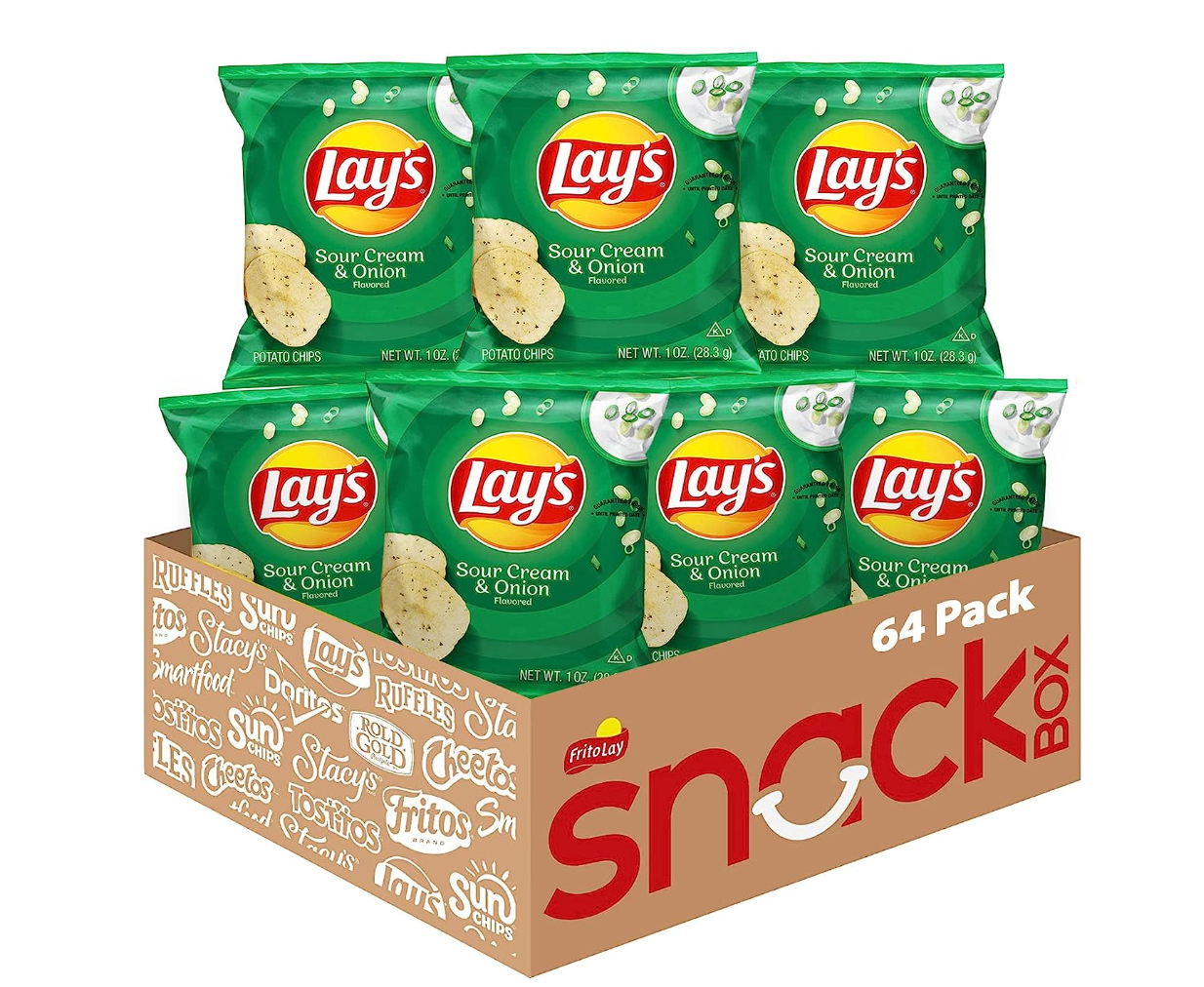 Lay's Sour Cream & Onion Flavored Potato Chips, 1.5 Ounce Bags (Pack of 64)