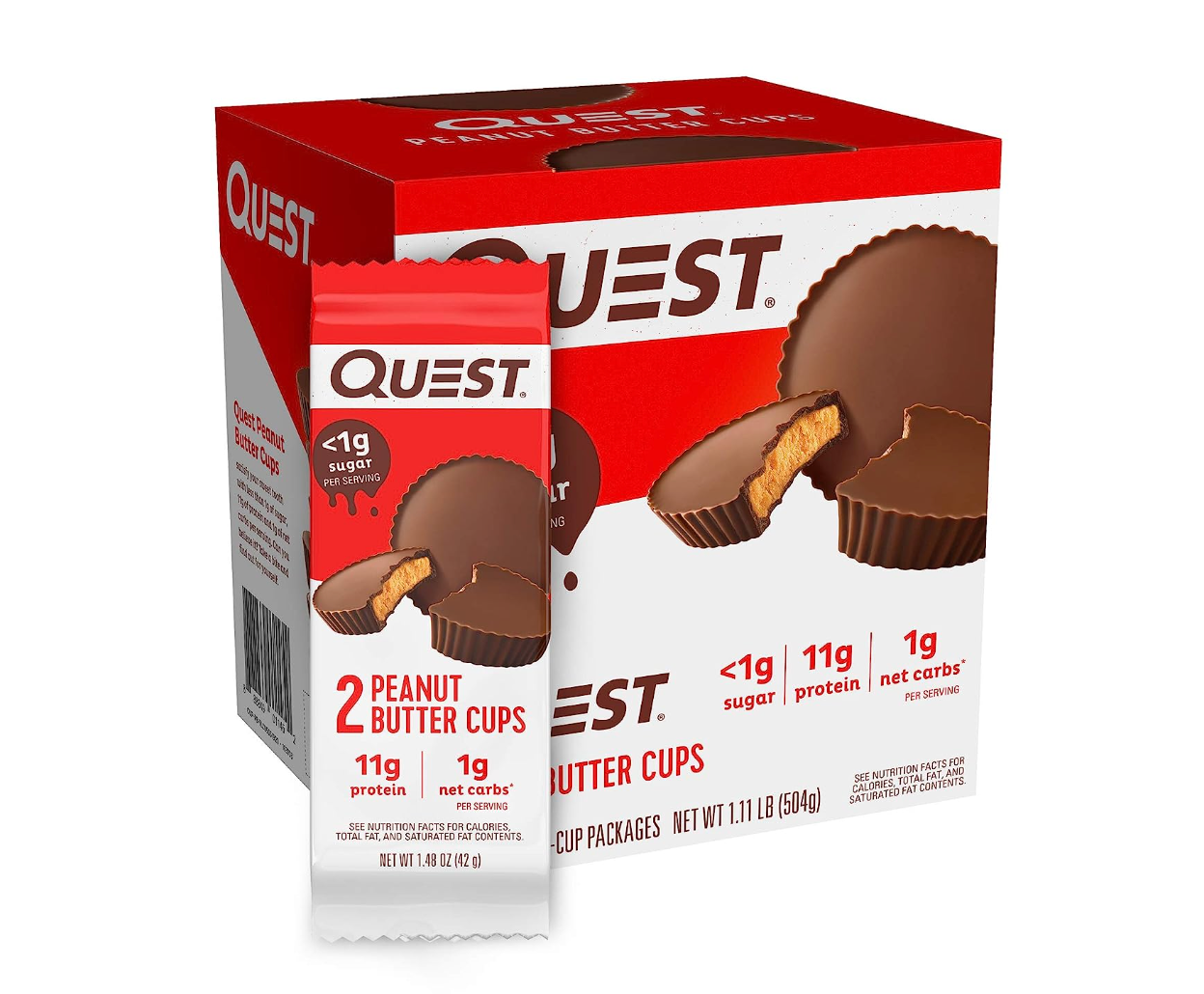 Quest Nutrition High Protein Low Carb, Gluten Free, Keto Friendly, Peanut Butter Cups, 12 Count (total- 17.76 Ounce)