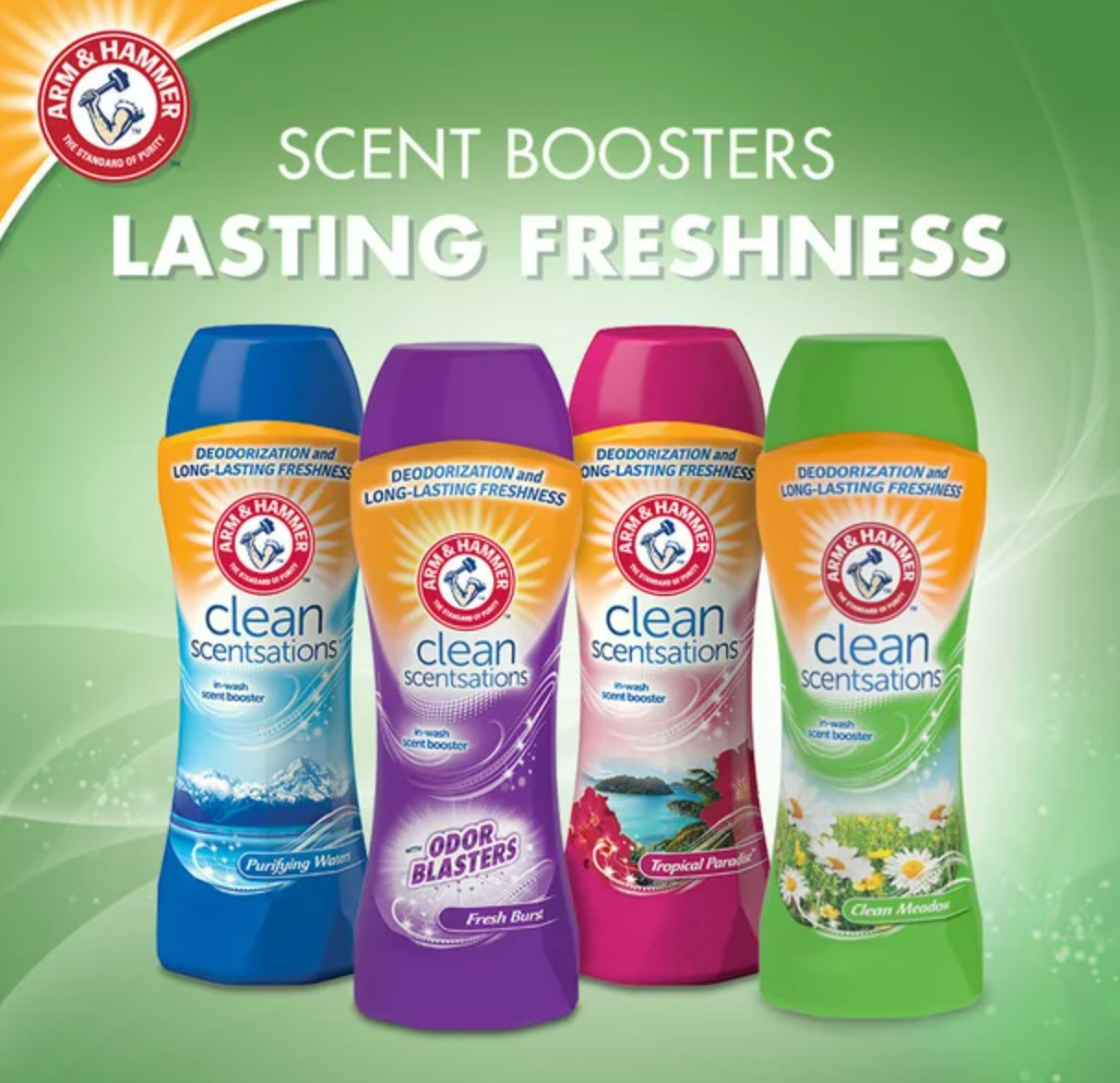 Arm Hammer Clean Scentsations In-Wash Scent Booster - Odor Blaster, 24 oz Pack 2