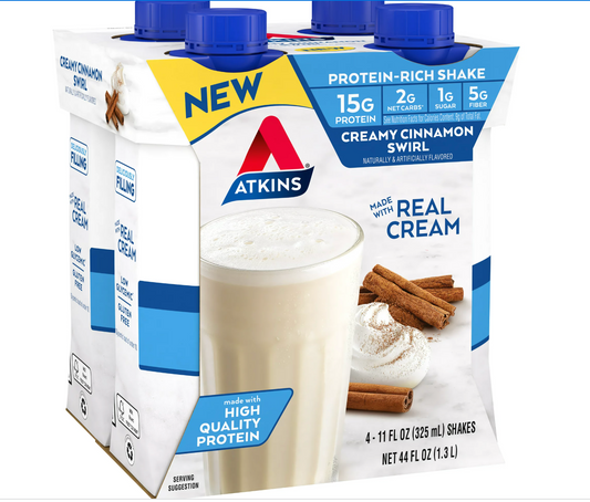 Atkins Ready to Drink Shake, Creamy Vanilla (Pack of 4)