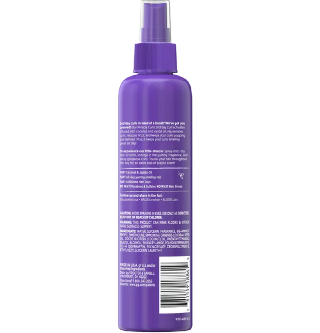 Aussie Miracle Curls 2nd Day Curl Activator Spray Gel, 8.5 fl oz