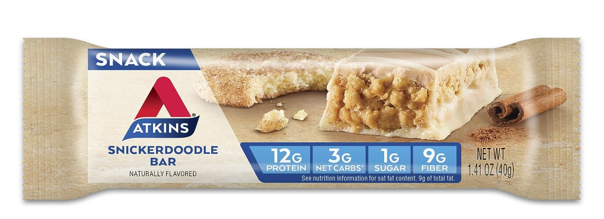 Atkins Snack Bar, Snickerdoodle, Made with B Vitamins and Real Almond Butter, Naturally Flavored, Keto Friendly, and Gluten Free (30 Bars)