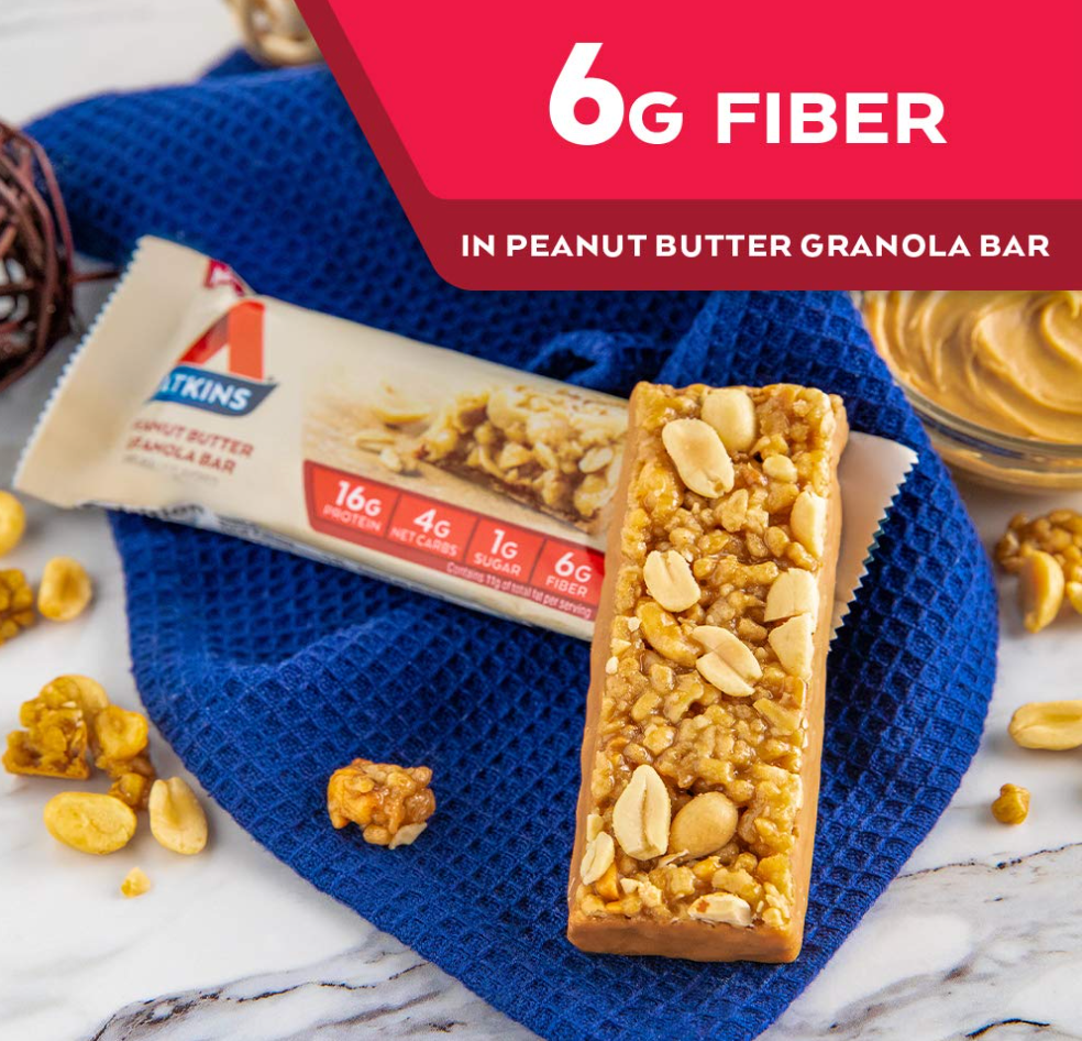 Atkins Peanut Butter Granola Protein Meal Bar. Crunchy and Creamy. Keto-Friendly. (5 Bars)