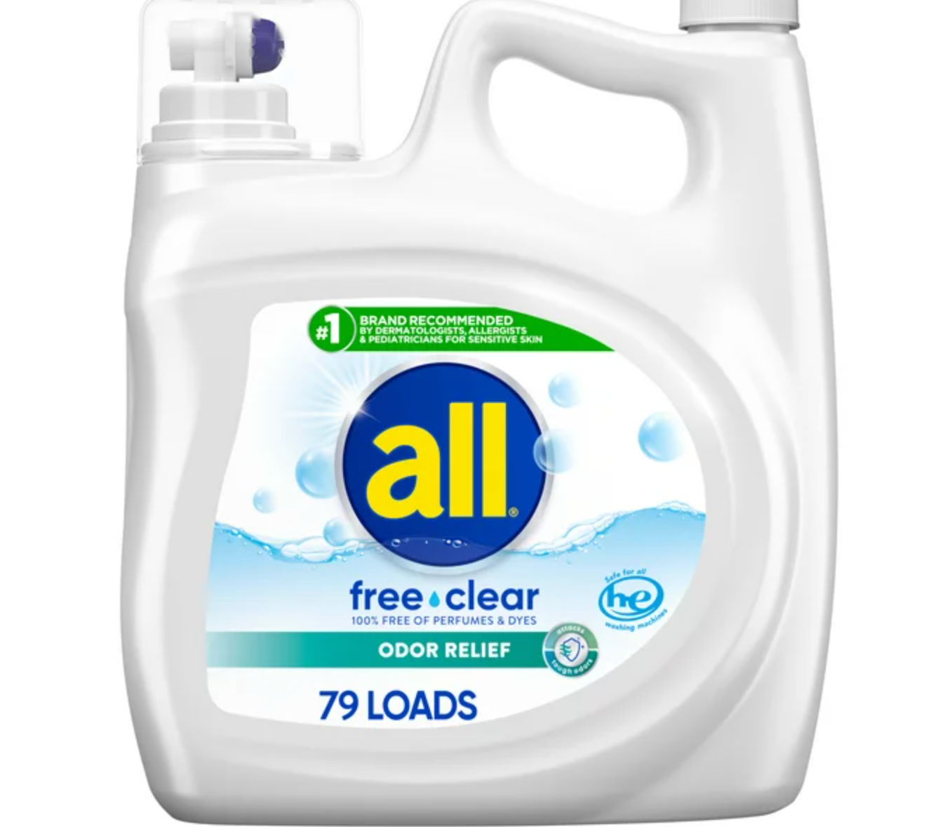 All Liquid Laundry Detergent, Free Clear with Odor Relief, 141 Fluid Ounces, 79