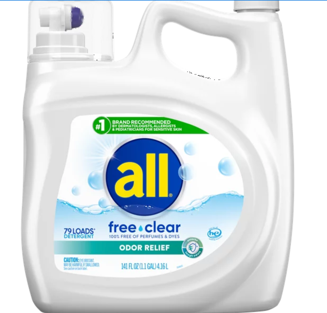 All Liquid Laundry Detergent, Free Clear with Odor Relief, 141 Fluid Ounces, 79