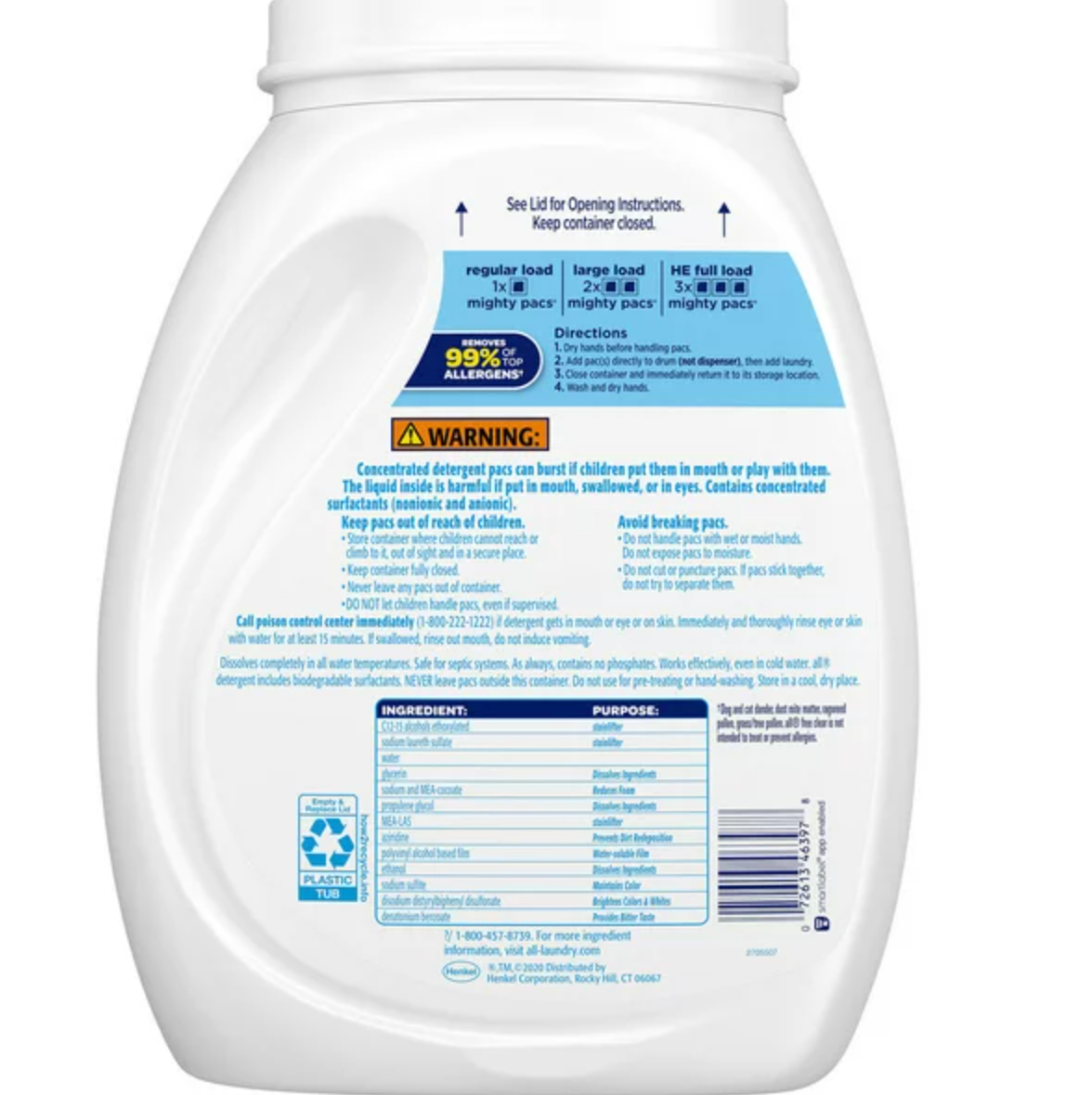 all Mighty Pacs Laundry Detergent, Free Clear for Sensitive Skin (120 ct.)