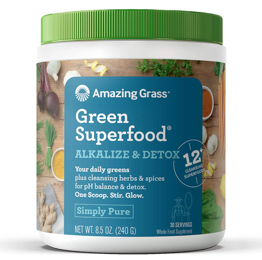 Amazing Grass Alkalize & Detox Green Superfood Powder, Simply Pure, 8.5 Oz