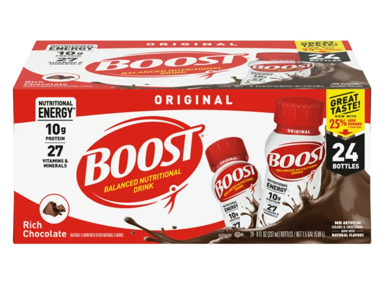 BOOST Original, Nutritional Drink, Rich Chocolate, 10g Protein, 24 - 8 fl oz Bottles