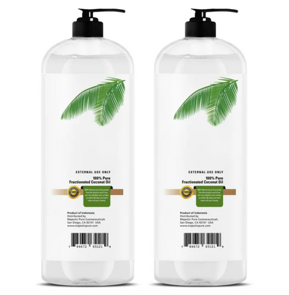 Majestic Pure Fractionated Coconut Oil - Relaxing Massage Oil, Liquid Carrier Oil for Diluting Essential Oils - Skin, Lip, Body & Hair Oil Moisturizer & Softener - 16 fl oz - Set of 2