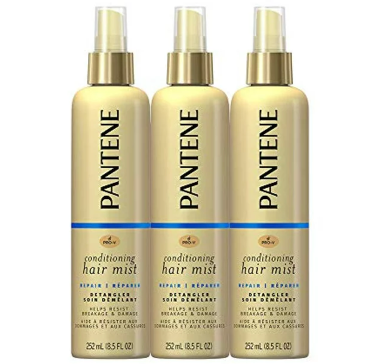 Pantene Conditioning Mist Detangler, Nutrient Boost, Pro-V Repair And Protect For Damaged Hair, 8.5 Fl Oz (Pack Of 3)