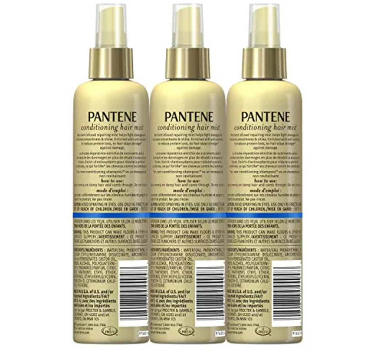 Pantene Conditioning Mist Detangler, Nutrient Boost, Pro-V Repair And Protect For Damaged Hair, 8.5 Fl Oz (Pack Of 3)