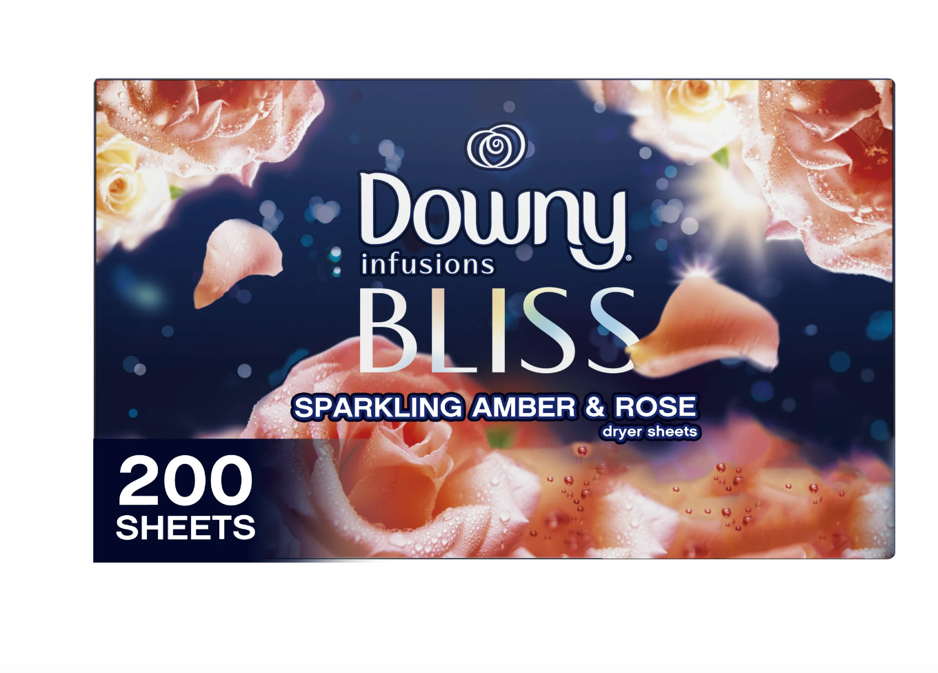 Downy Infusions Dryer Sheets, Bliss, Sparkling Amber & Rose, 200 Ct