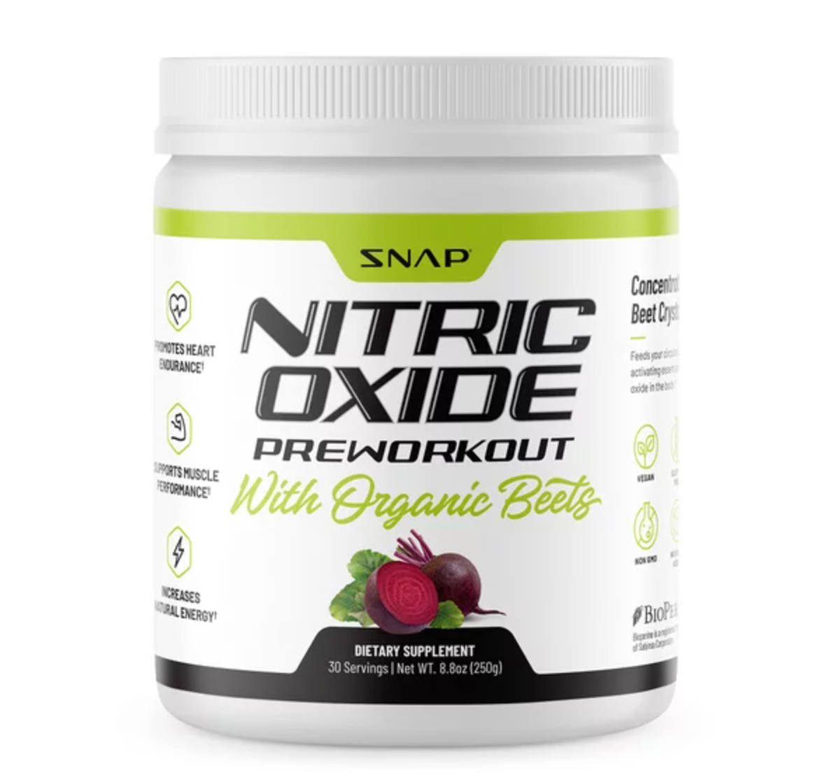 Pre-Workout Nitric Oxide Beet Root Powder Snap Supplements, Cardio Health Supplement, 30 Servings