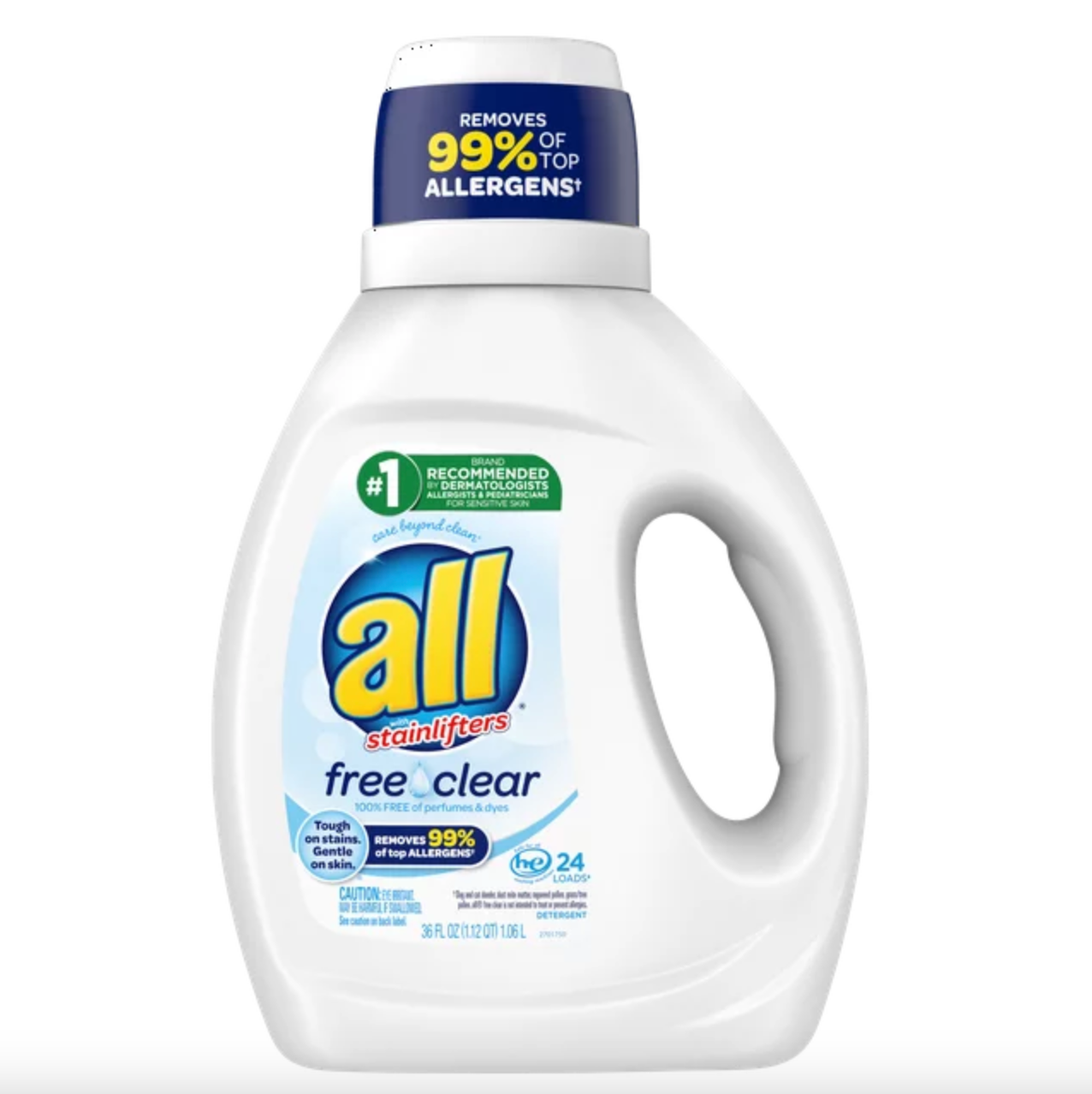 all Liquid Laundry Detergent, Free Clear for Sensitive Skin, 36 Fluid Ounces, 24 Loads