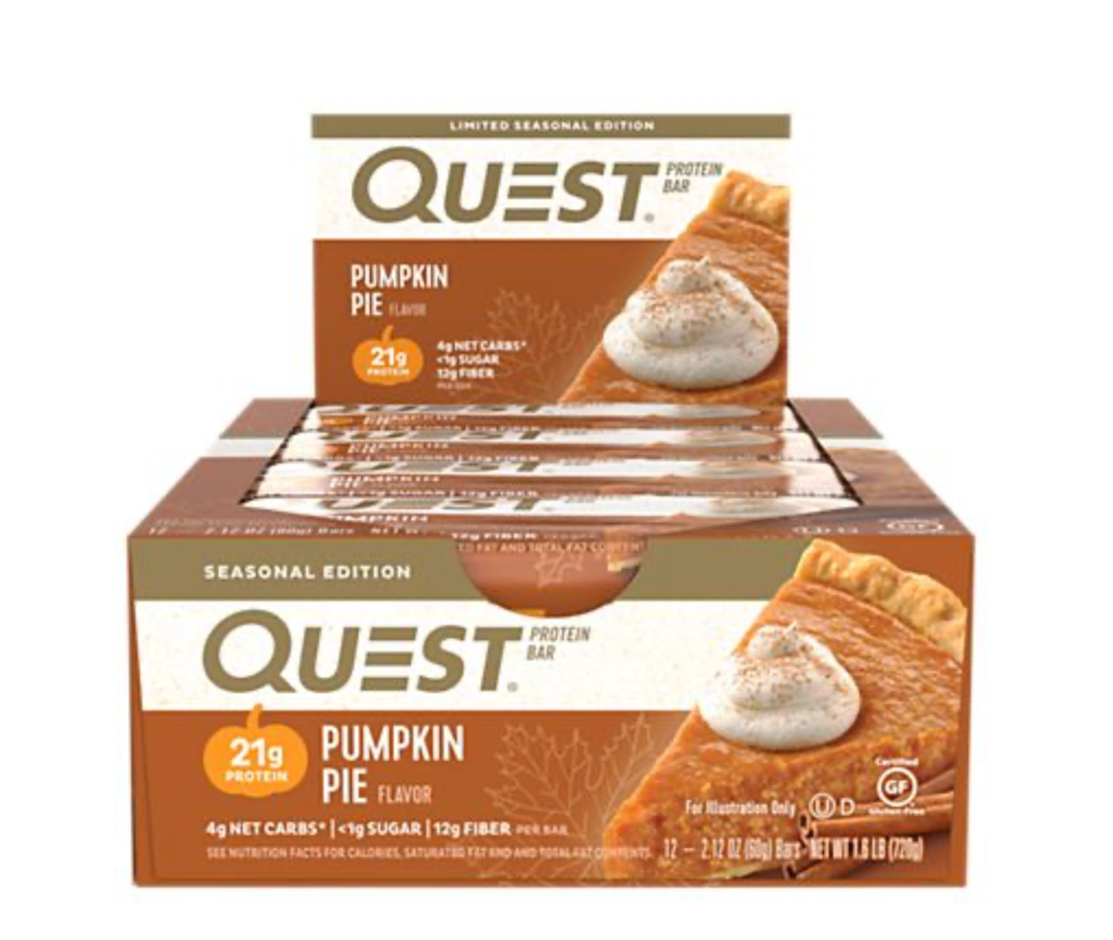 Quest Protein Bar Limited Edition Flavor - Pumpkin Pie (12 Bars)