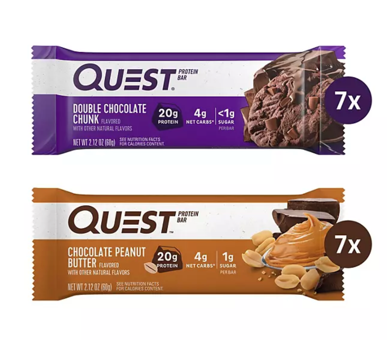 Quest Nutrition Chocolate Peanut Butter and Double Chocolate Chunk Protein Bars Variety Pack (14 ct.)