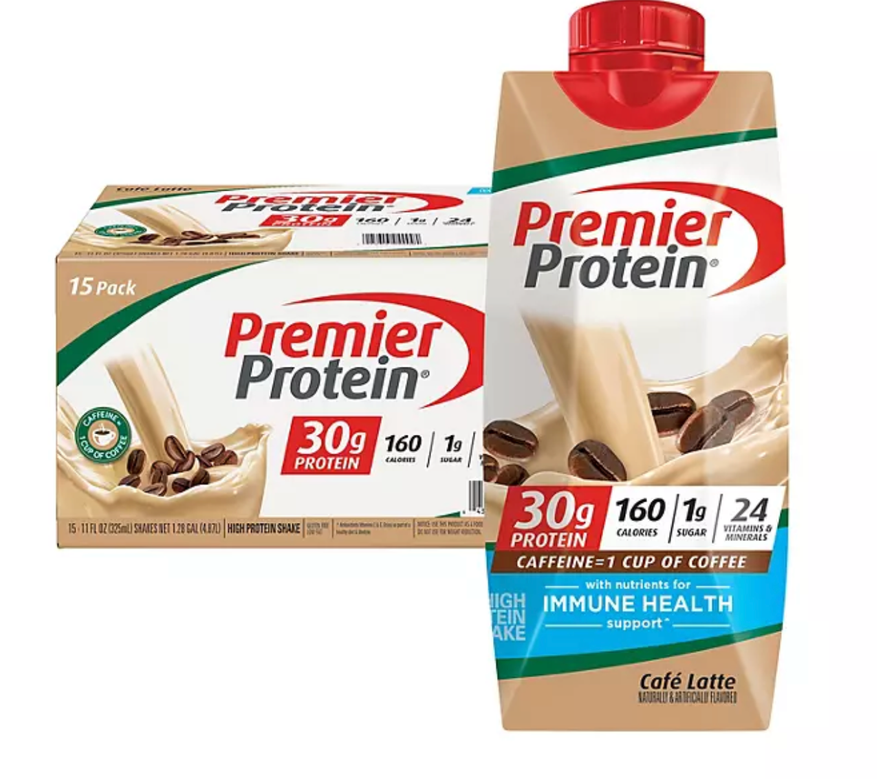 Premier Protein 30g. High Protein Shake, Café Latte (11 fl. oz., 15 pk.)