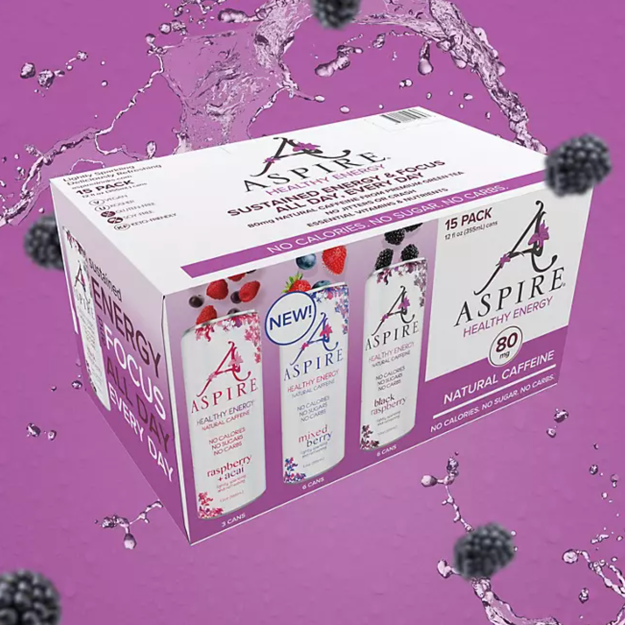 Aspire Healthy Energy Drinks Variety Pack (12 fl. oz., 15 pk.)