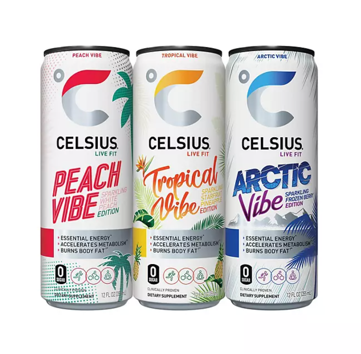 Celsius Essential Energy Sparkling Vibe Variety Pack (12 fl. oz., 18 pk.)