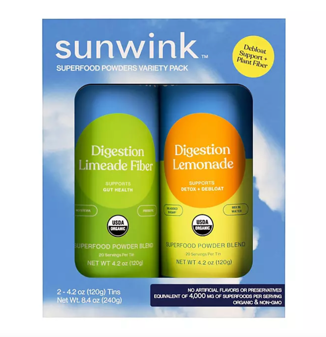 Sunwink Daily Debloat + Fiber Superfood Powder Duo (4.2 oz., 2 pk.)