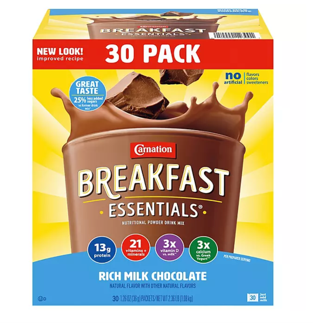 Carnation Breakfast Essentials Nutritional Drink Mix, Chocolate (30 ct.)