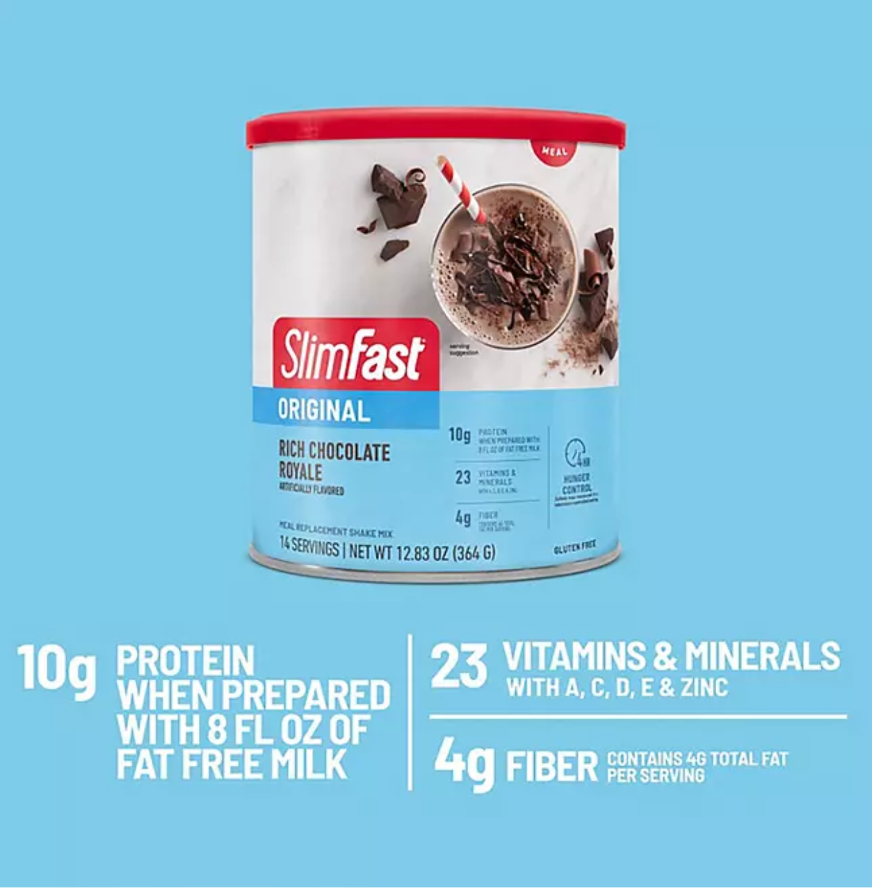 SlimFast Original 10g Protein Meal Replacement Shake Mix, Chocolate Royale (34 Servings, 31.18 oz.)