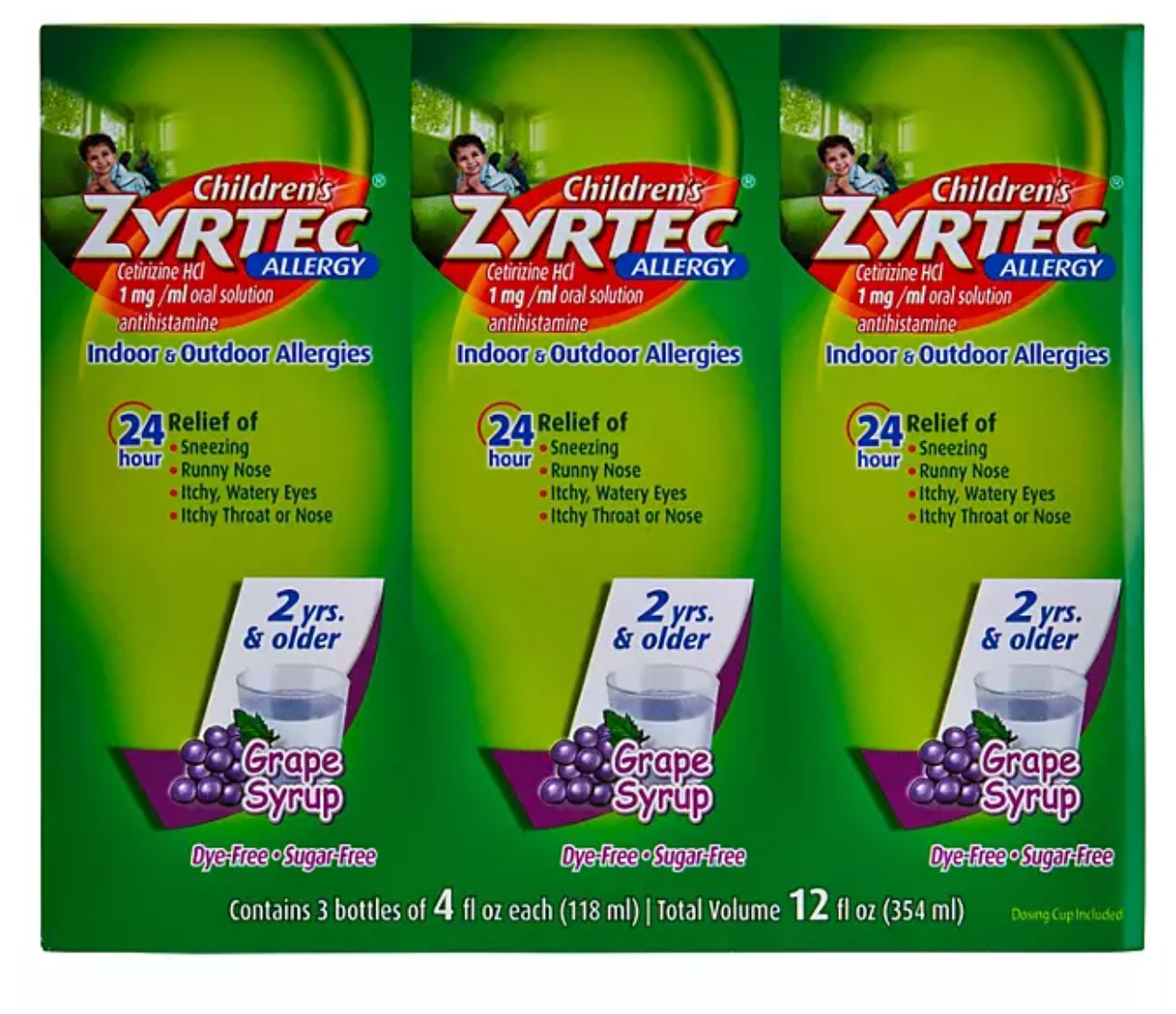 Children's Zyrtec Antihistamine Allergy Liquid, Grape (4 fl. oz., 3 pk.)