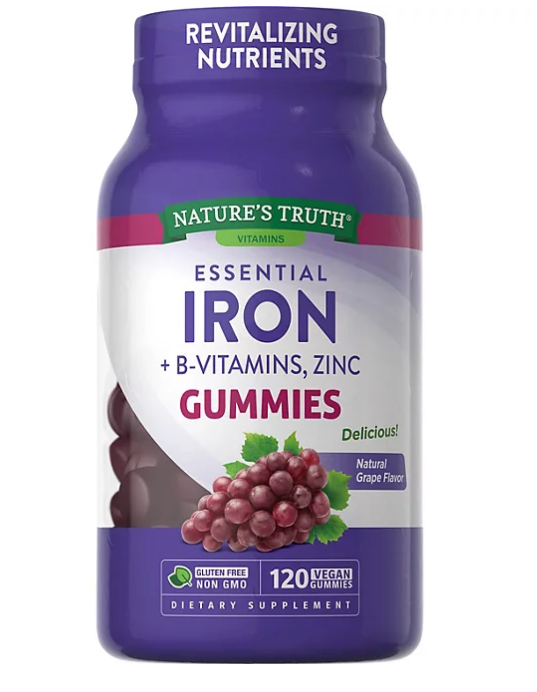 Nature's Truth Iron Gummies with B-Vitamins + Zinc, Natural Grape Flavor (120 ct.)