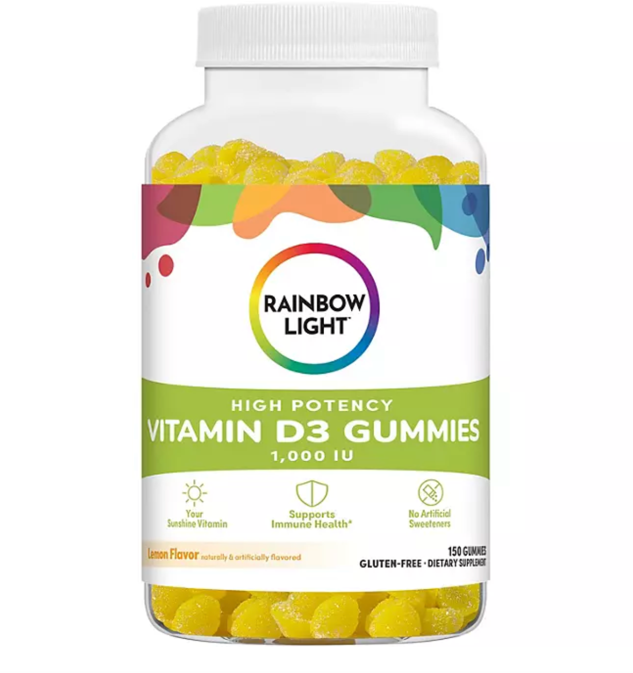 Rainbow Light High Potency Vitamin D3 1000 IU Gummy, Lemon (150 ct.)