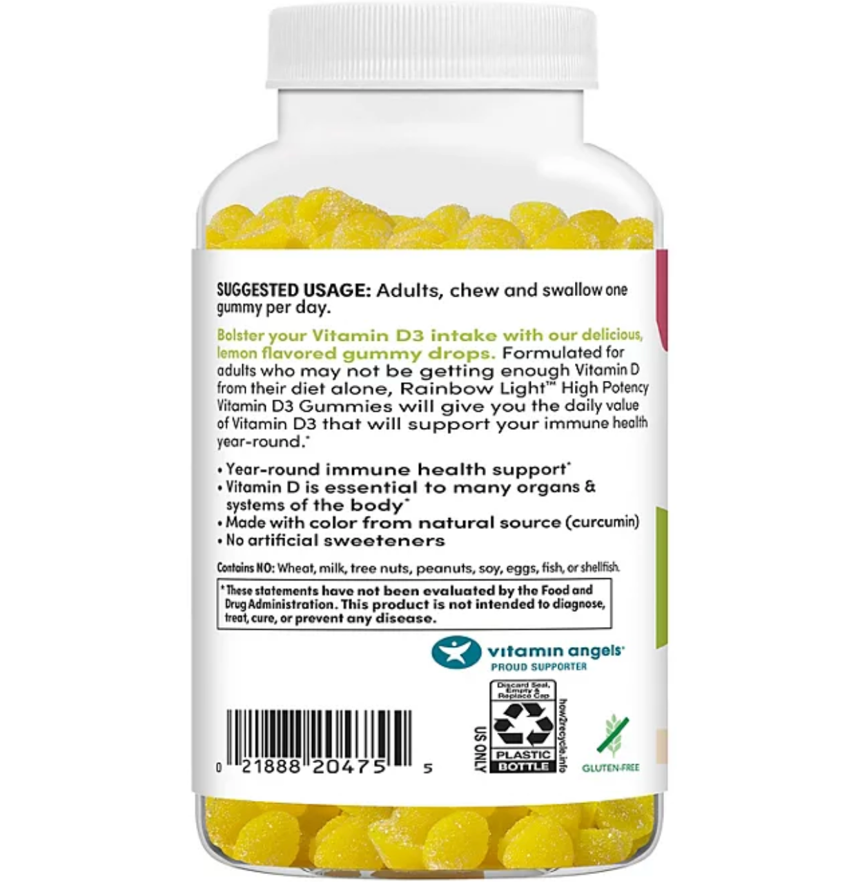 Rainbow Light High Potency Vitamin D3 1000 IU Gummy, Lemon (150 ct.)