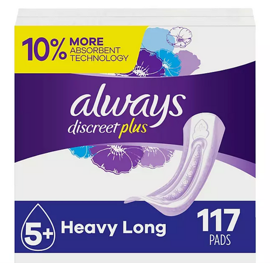 Always Discreet Incontinence Pads, Heavy Long (117 ct.)