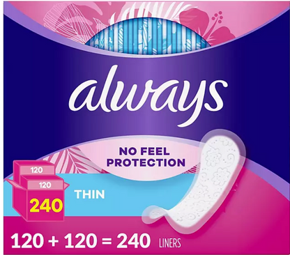 Always Daily Thin Liners, Unscented - Regular (240 ct.)