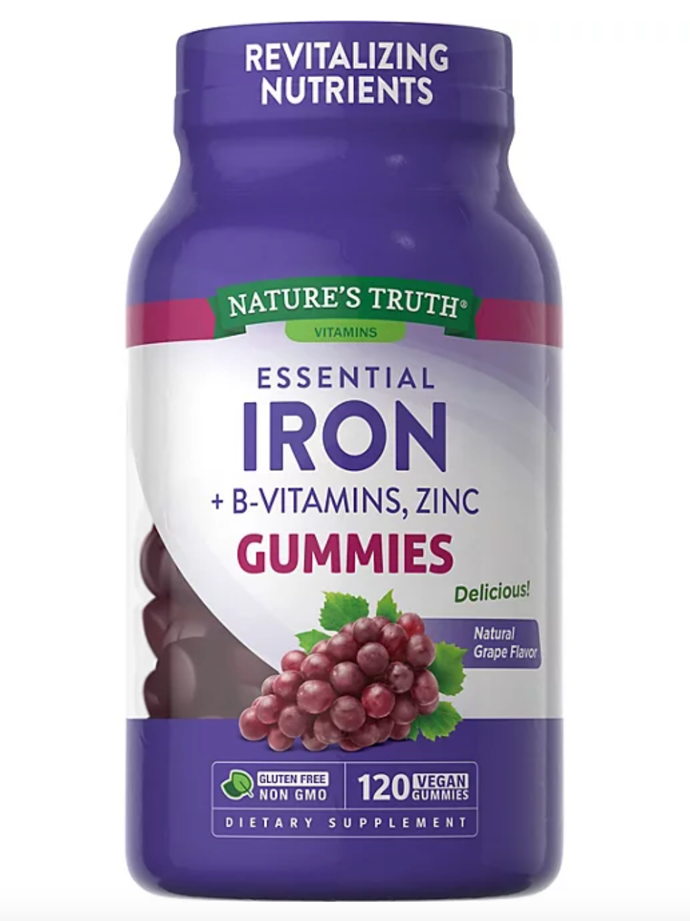 Nature's Truth Iron Gummies with B-Vitamins + Zinc, Natural Grape Flavor (120 ct.)