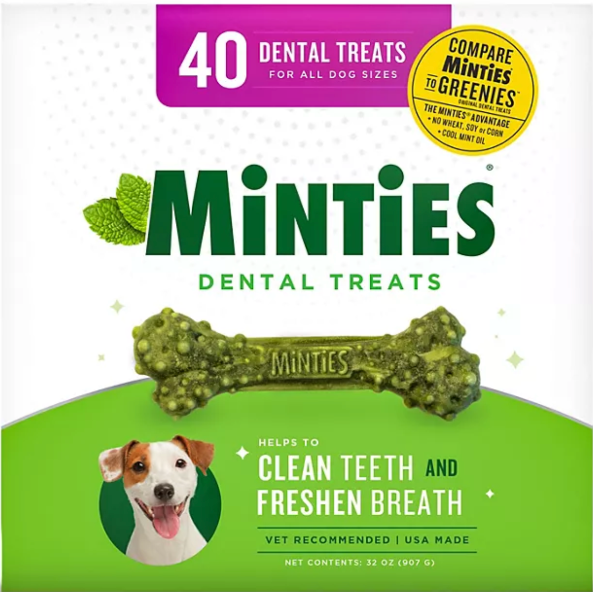 Minties Dental Dog Bone Treats, Maximum Mint (32 oz.)