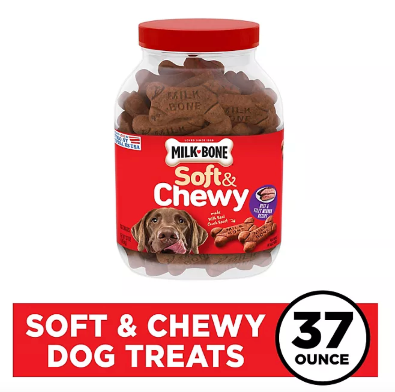 Milk-Bone Soft & Chewy Dog Treats, Beef & Filet Mignon (37 oz.)