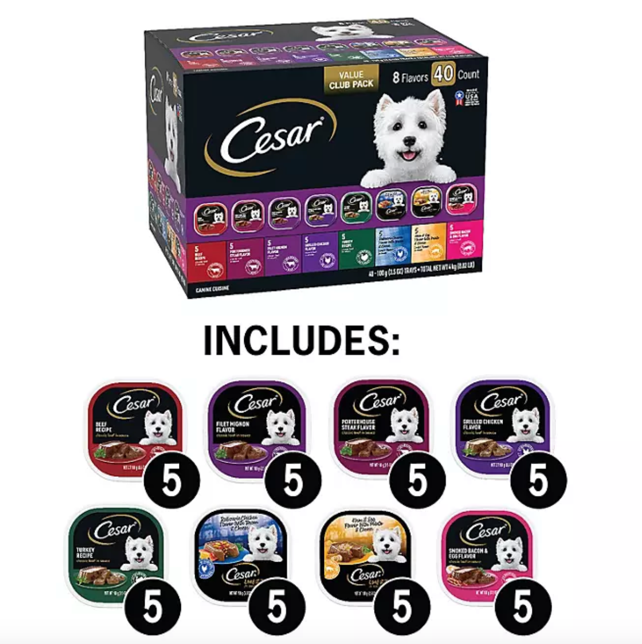 Cesar Classics Canine Wet Dog Food, Variety Pack (3.5 oz., 40 ct.)