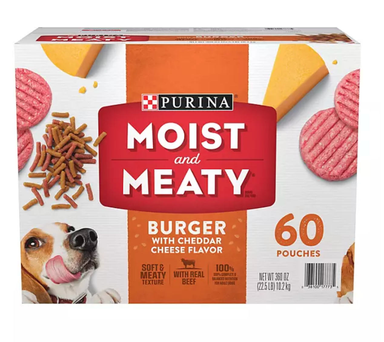 Purina Moist & Meaty Dog Food, Burger with Cheddar Cheese Flavor (6 oz., 60 ct.)