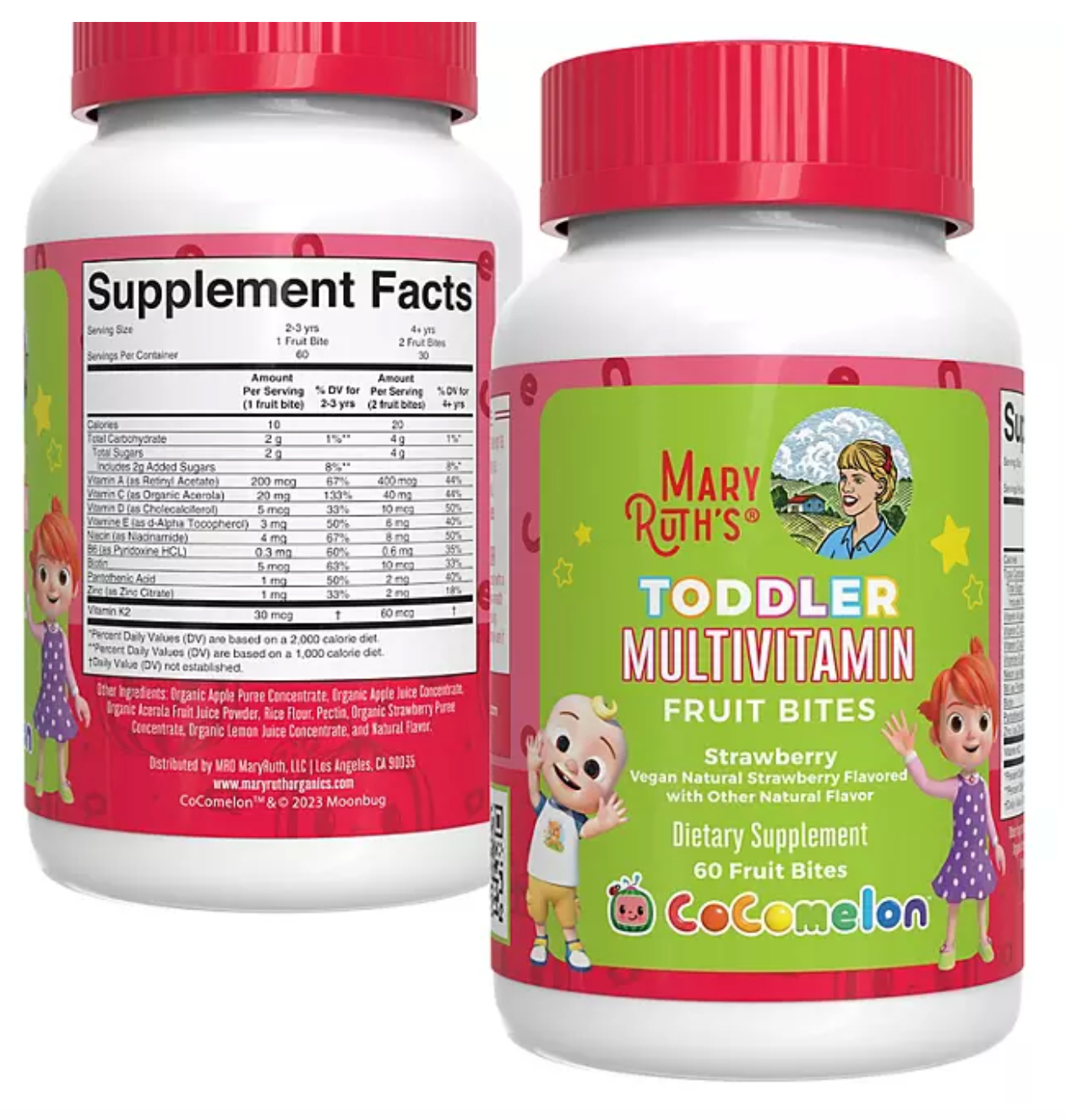 MaryRuth's Organics CoComelon Toddler Multivitamin Fruit Bites, Strawberry (60 ct.)