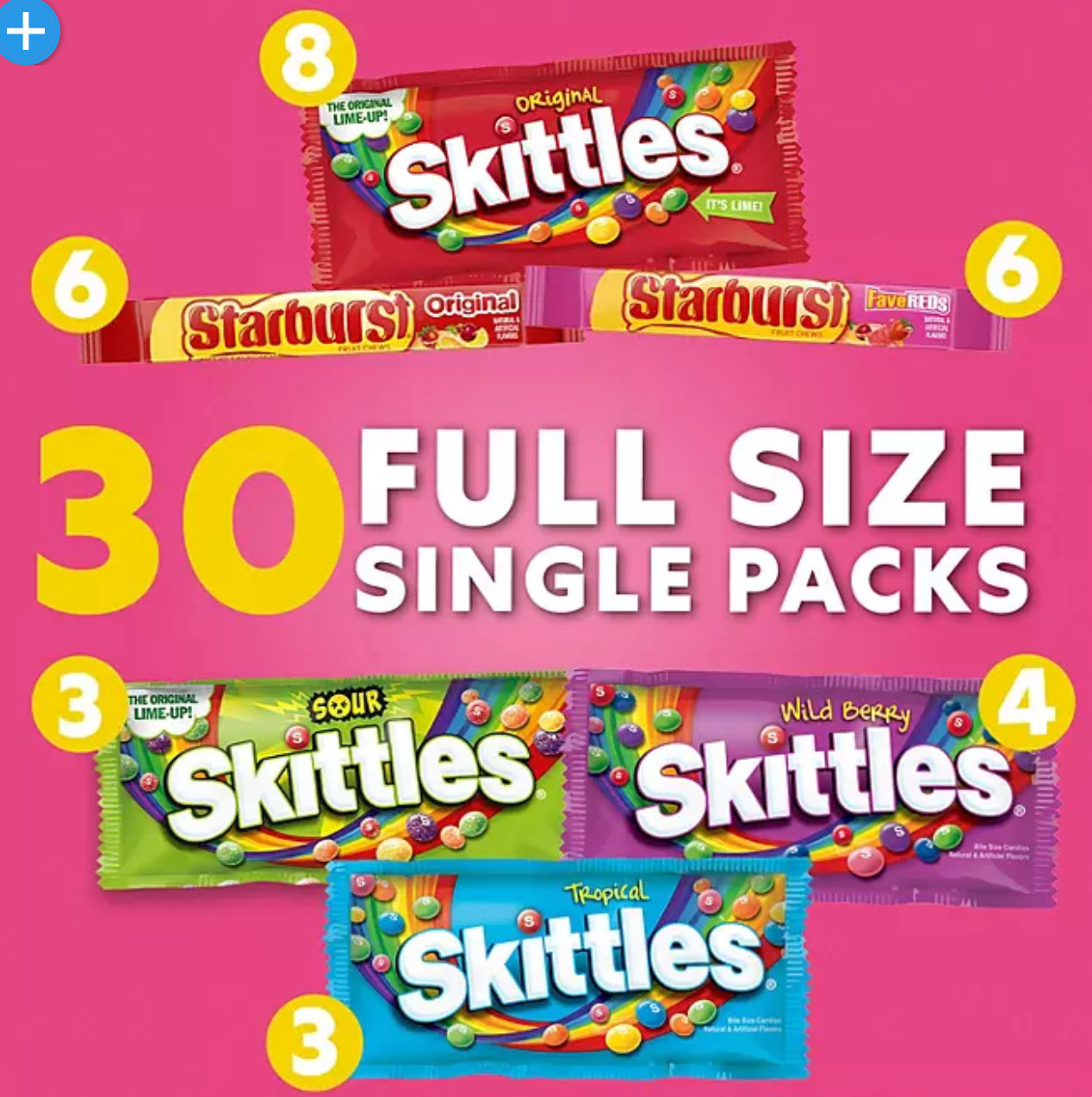 Starburst and Skittles Chewy Candy Variety Box (62.79 oz., 30 ct.)