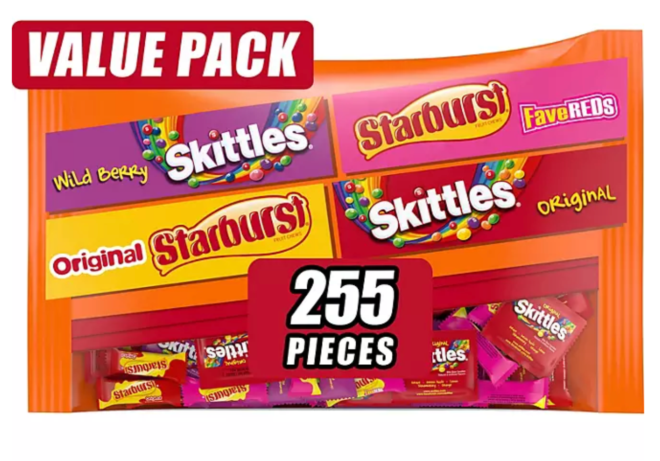 Starburst and Skittles Chewy Candy Assorted Bulk Variety Pack (255 ct., 5.5 lbs.)