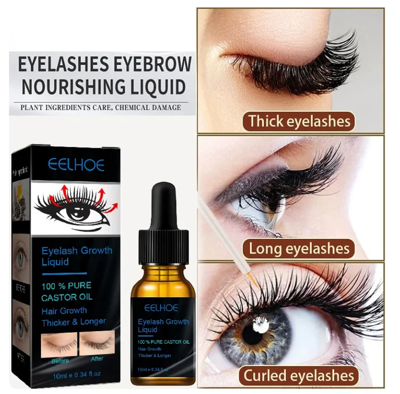 Natural Castor Oil Eyelash Growth Treatment Natural Curl Enlarge Eyes Eyelash Eyebrow Essential Serum Liquid Oil