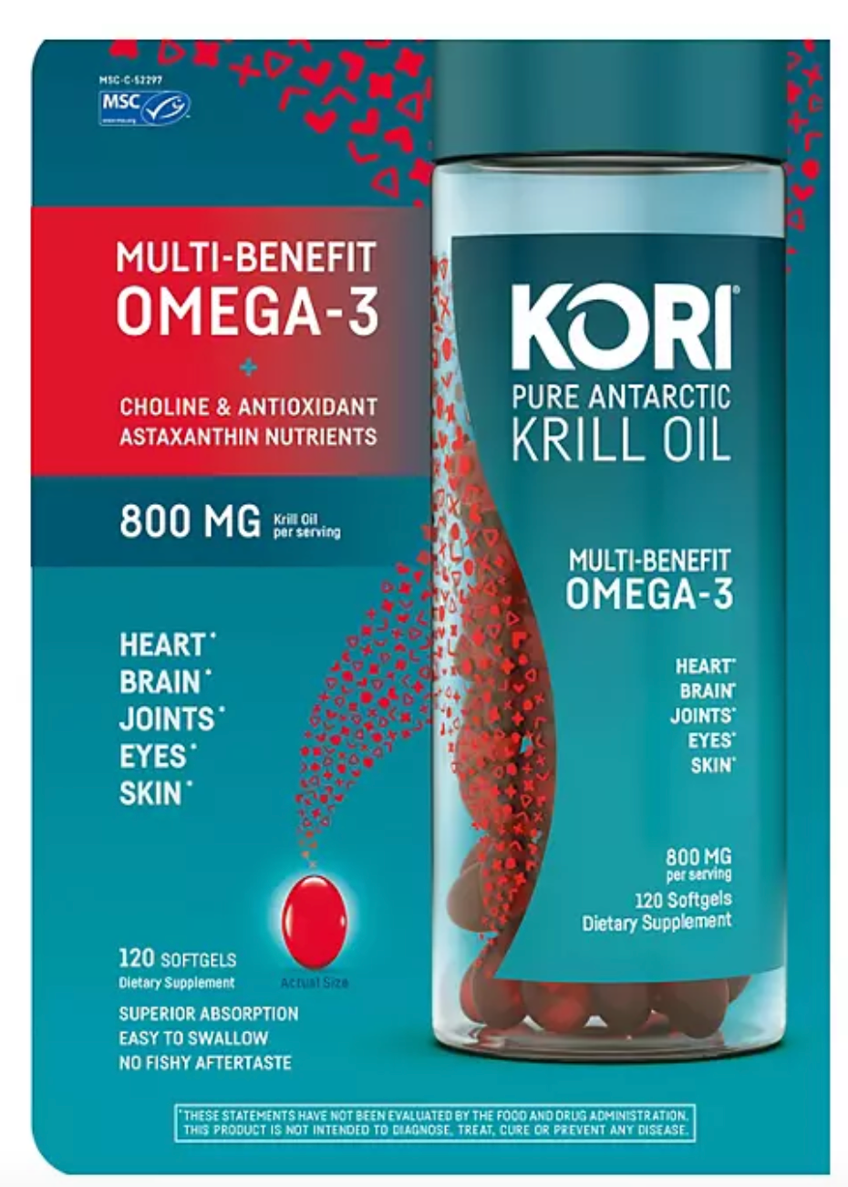 Kori Pure Antarctic Krill Oil Multi-Benefit Omega-3 800 mg. Softgels 120 ct.