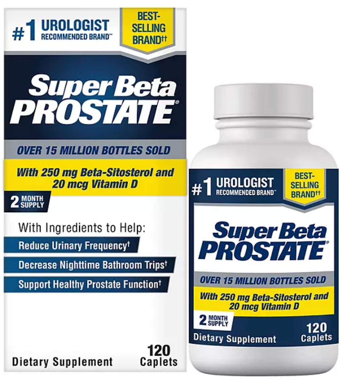 Super Beta Prostate Male Supplement with 250 mg. Beta-Sitosterol Caplets 120 ct.