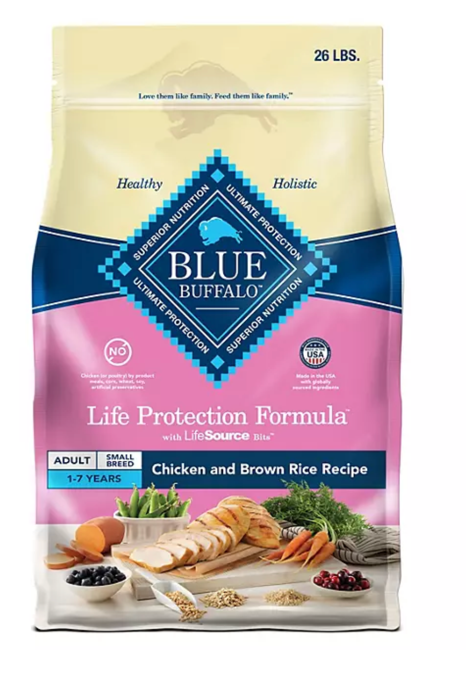 Blue Buffalo Life Protection Formula Chicken & Brown Rice, Adult Small Breed Dry Dog Food, 26 lbs.