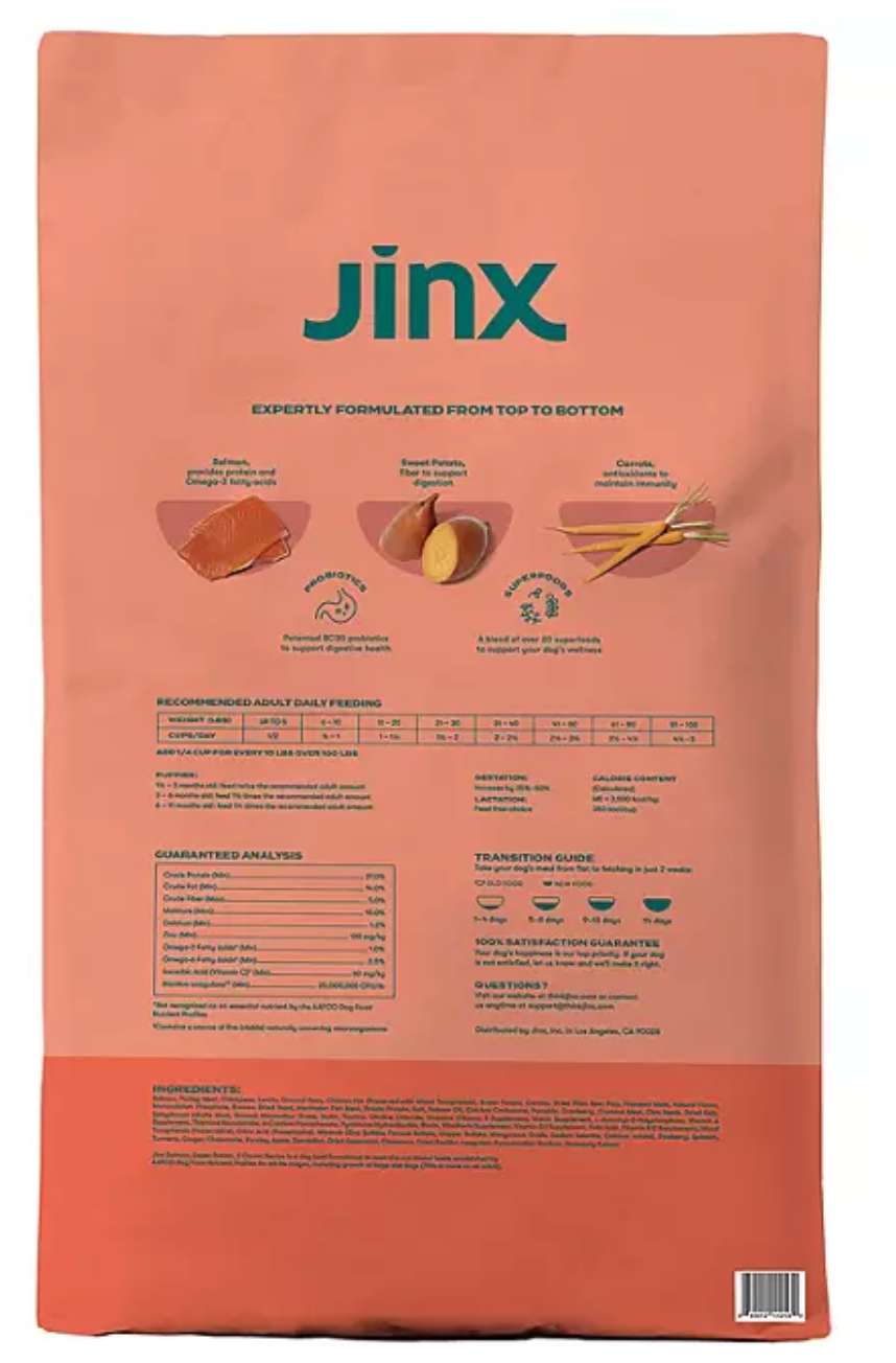 Jinx Salmon, Sweet Potato & Carrot Recipe, Grain Free Dry Dog Food , 23.5 lbs.