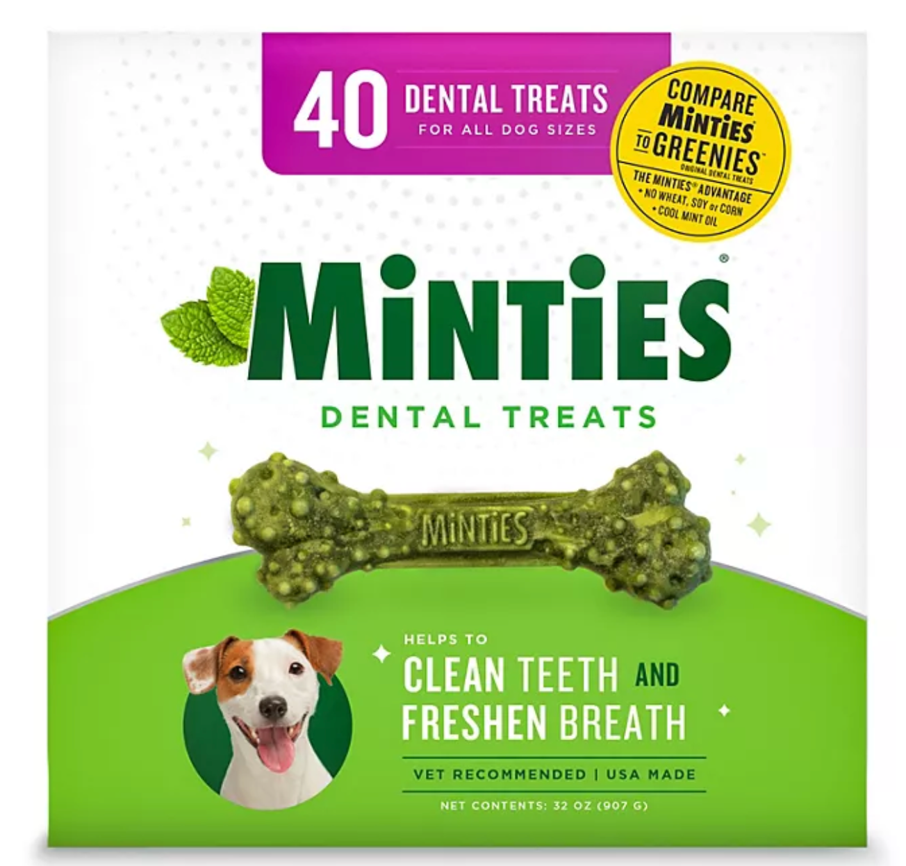 Minties Dental Dog Treats, 40 ct.