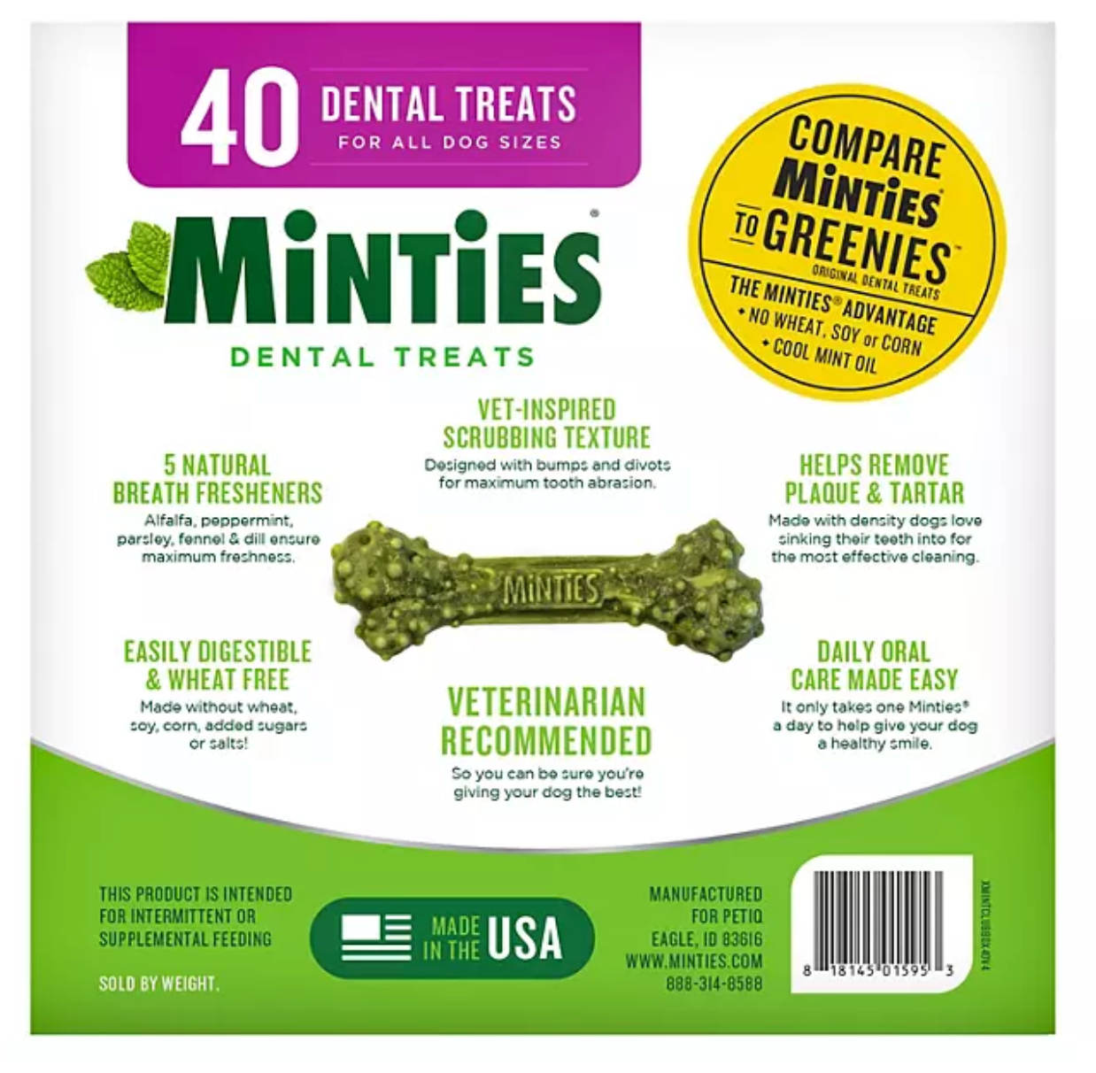 Minties Dental Dog Treats, 40 ct.