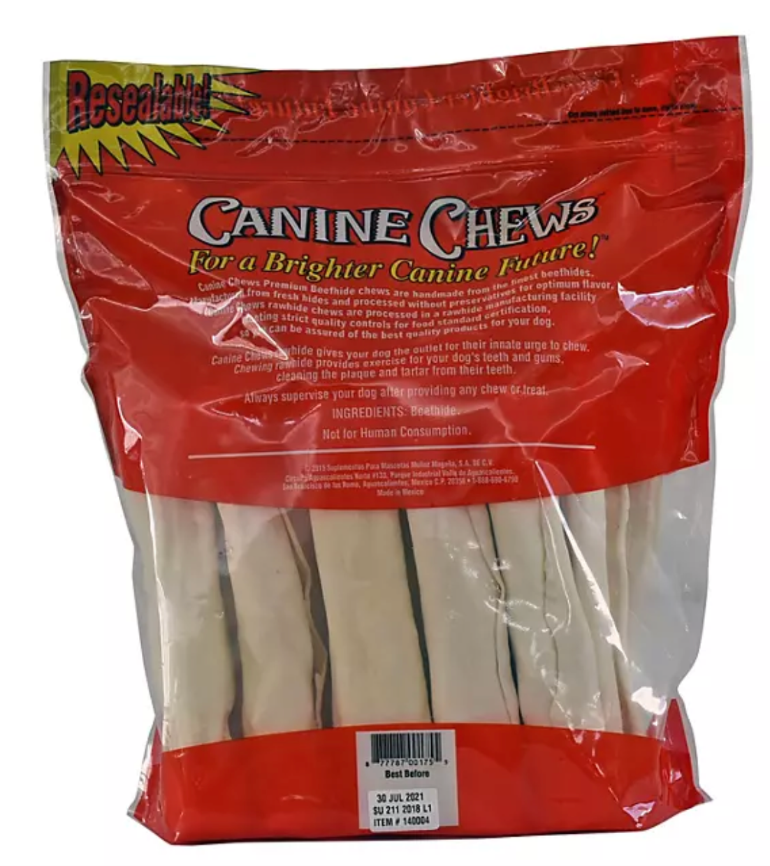 Canine Chews Premium All-Natural Beef Hide Canine Retrievers, 15 ct.