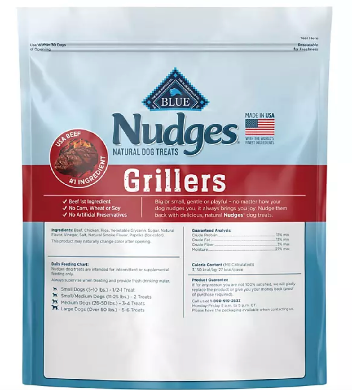 Blue Buffalo Nudges Grillers Steak Flavored Natural Dog Treats, 48 oz.