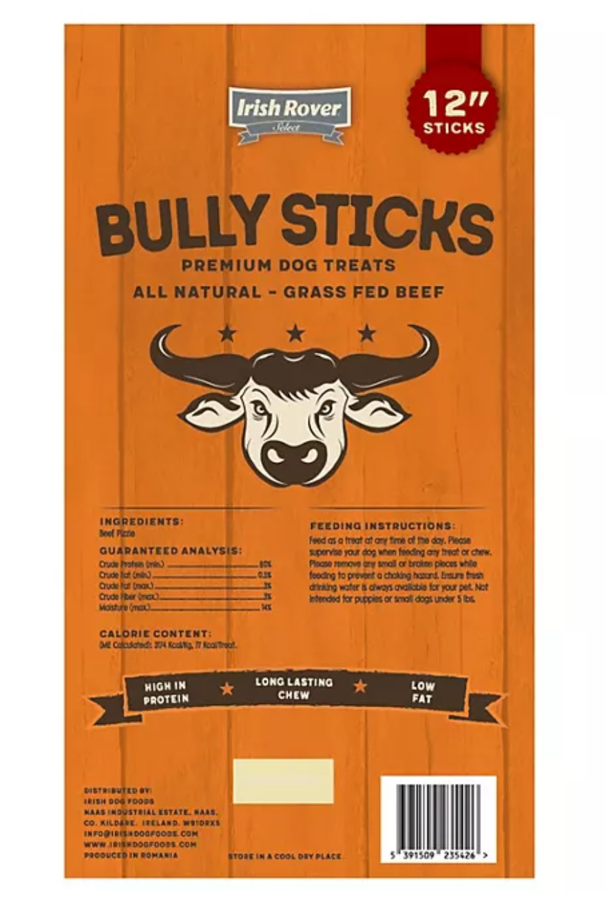 Irish Rover Beef Bully Sticks, 12 Inch, 16 oz.